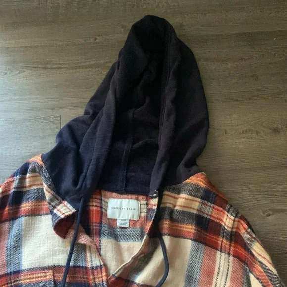 American eagle flannel hoodie size S - Picture 4 of 5